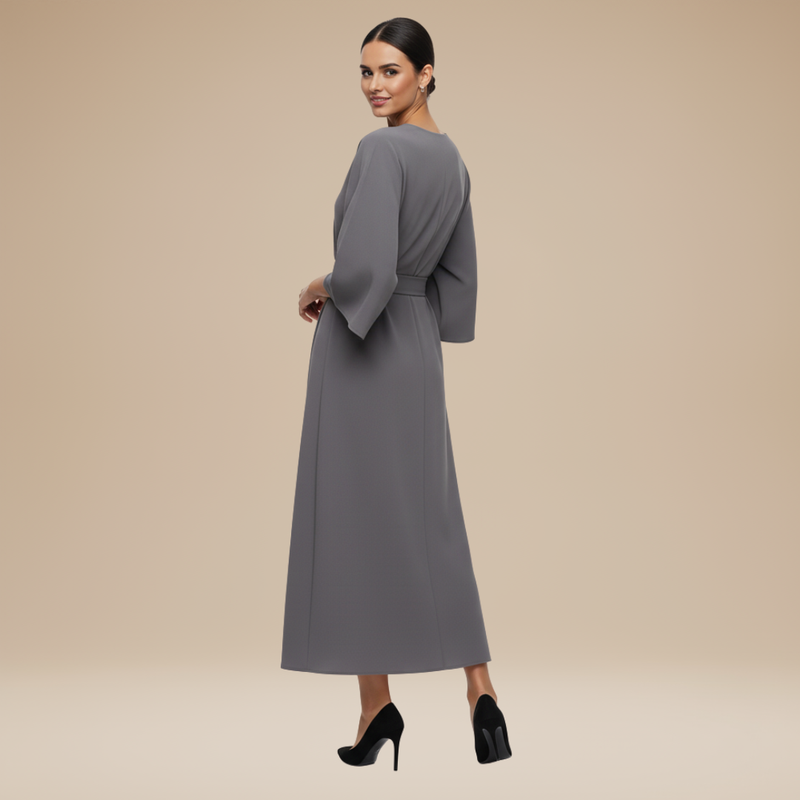 Briony | Belted Bell-Sleeve Midi Dress