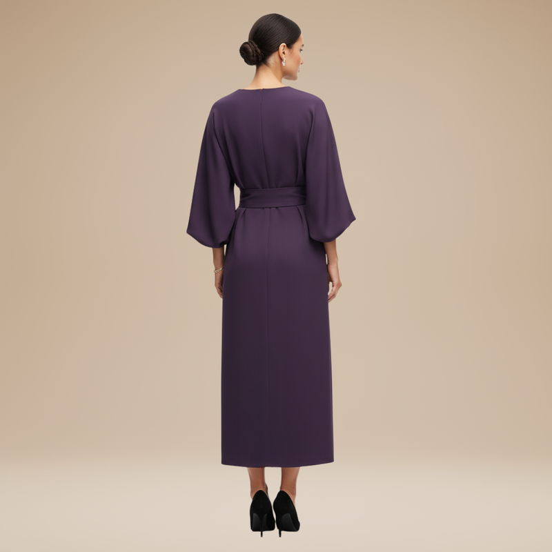 Briony | Belted Bell-Sleeve Midi Dress