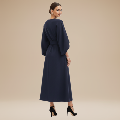 Briony | Belted Bell-Sleeve Midi Dress