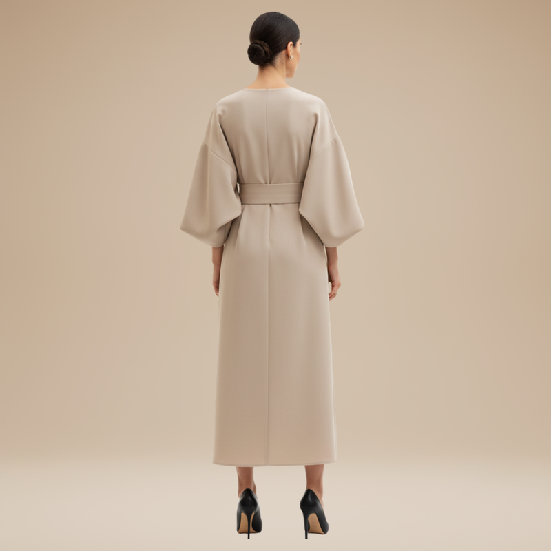 Briony | Belted Bell-Sleeve Midi Dress