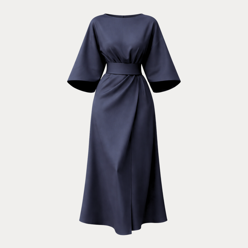Briony | Belted Bell-Sleeve Midi Dress