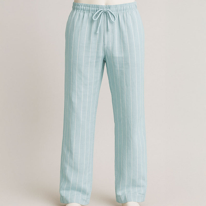 Linen Trousers – Striped Lightweight Breathable – Relaxed Fit – Men's Casual Australia