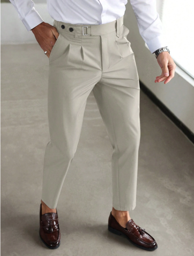 Solorfit | Men's Business Casual Solid Color Trousers – Slim Fit Formal Pants with Side Pockets for Work, Office & Daily Wear