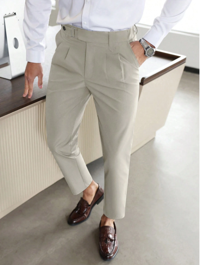 Solorfit | Men's Business Casual Solid Color Trousers – Slim Fit Formal Pants with Side Pockets for Work, Office & Daily Wear