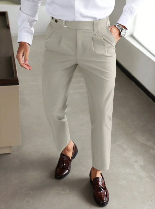 Solorfit | Men's Business Casual Solid Color Trousers – Slim Fit Formal Pants with Side Pockets for Work, Office & Daily Wear