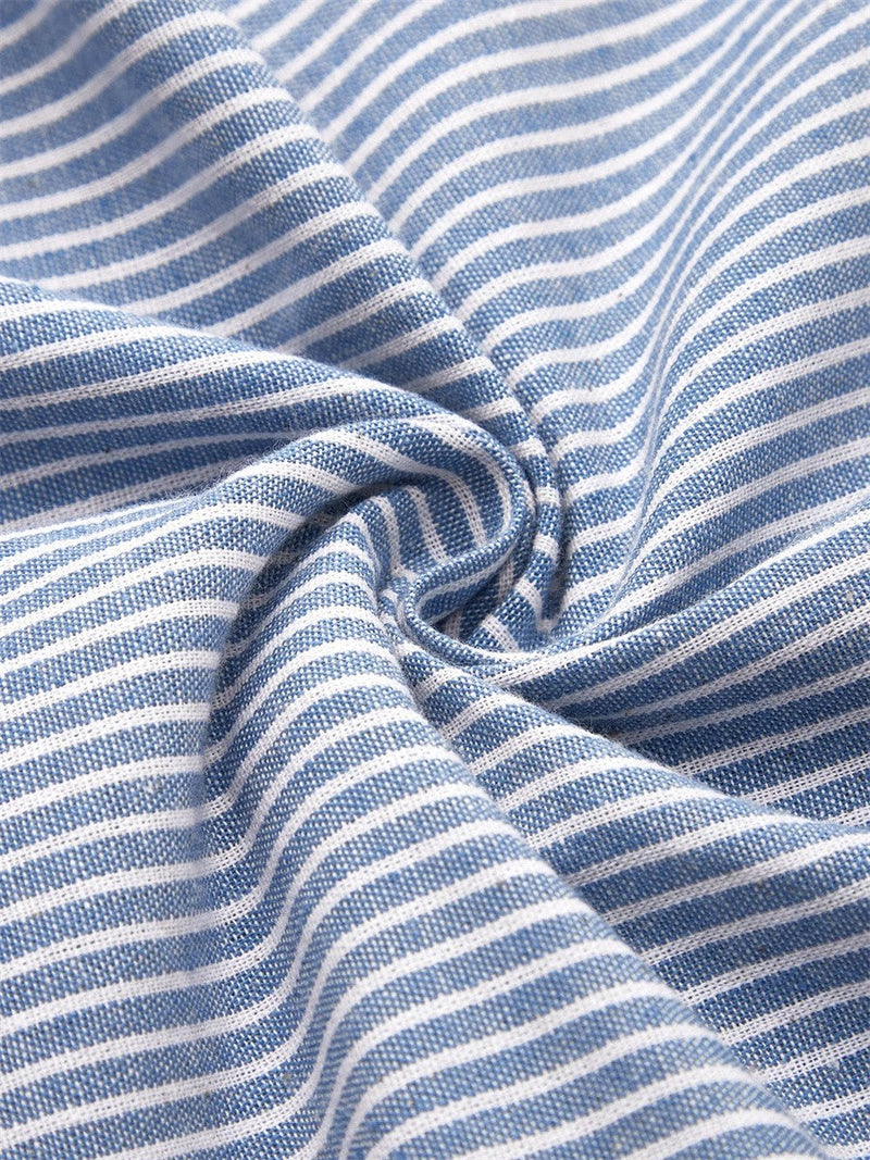 Carmen | Striped Scoop Neck Button-Detail Pocket Midi Dress