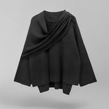 Women's Cape Coat – Asymmetrical Draped Loose Fit – Winter Australia in Black