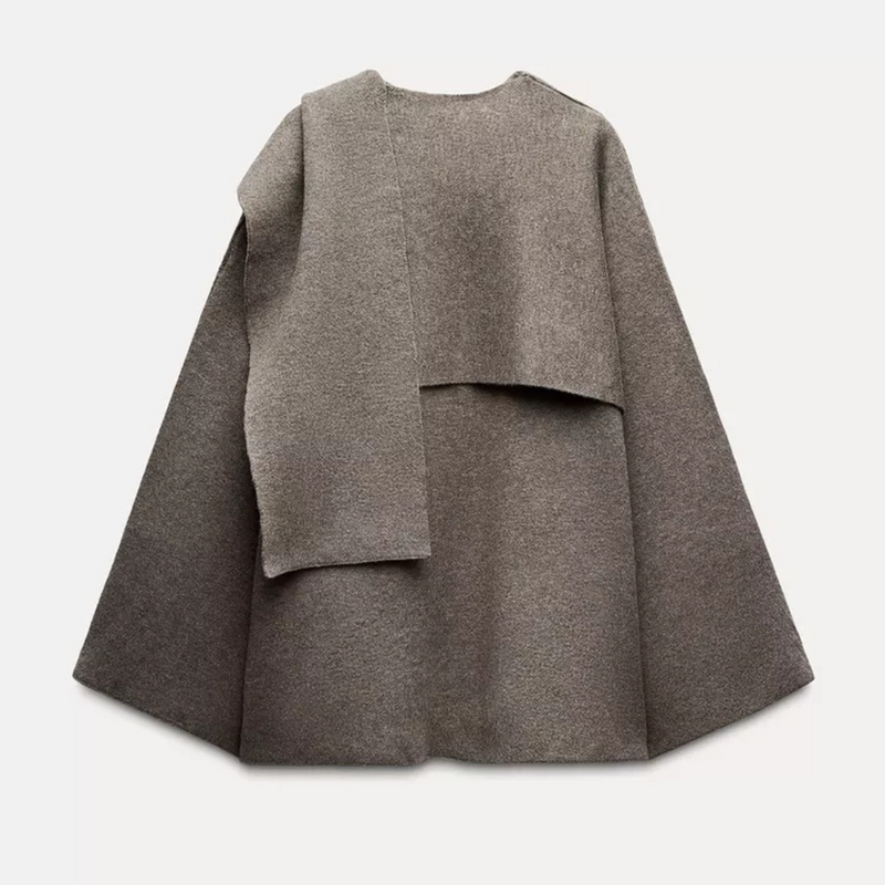 Women's Cape Coat – Asymmetrical Draped Loose Fit – Winter Australia