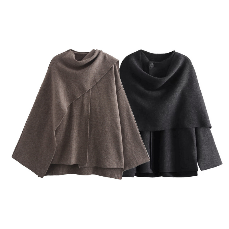 Women's Cape Coat – Asymmetrical Draped Loose Fit – Winter Australia