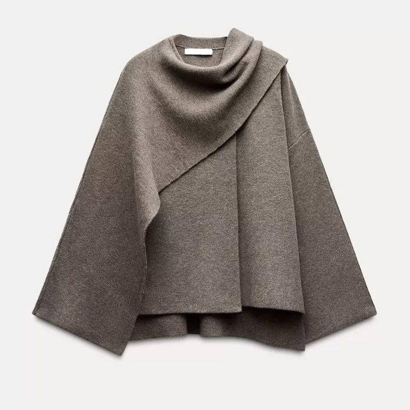 Women's Cape Coat – Asymmetrical Draped Loose Fit – Winter Australia