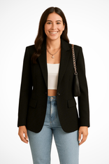 Women's Single-Button Blazer – Tailored Structured Fit – Office Casual Australia in Black