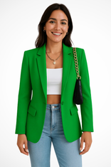 Women's Single-Button Blazer – Tailored Structured Fit – Office Casual Australia in Green