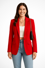 Women's Single-Button Blazer – Tailored Structured Fit – Office Casual Australia in Red