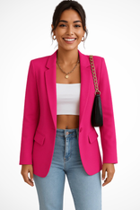Women's Single-Button Blazer – Tailored Structured Fit – Office Casual Australia in Pink
