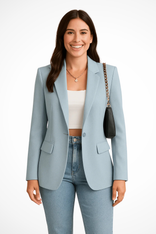 Women's Single-Button Blazer – Tailored Structured Fit – Office Casual Australia in Light Blue