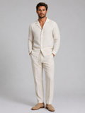 Men’s Linen Style Shirt & Trousers Set – Relaxed Tailored Fit