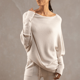 Seraphina | Off Shoulder Knit Sweater in Beige