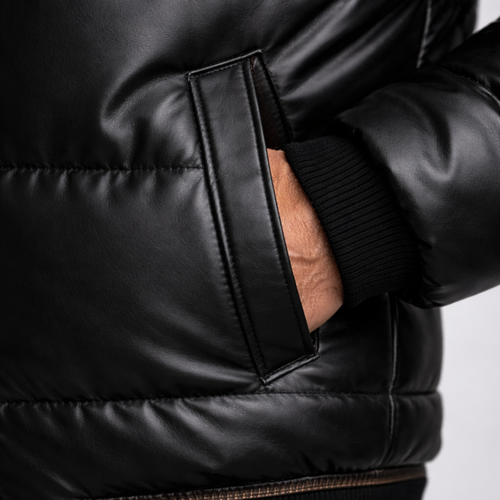 Puffer Jacket – Insulated Black Fur Collar – Regular Fit – Men's Winter Outerwear Australia