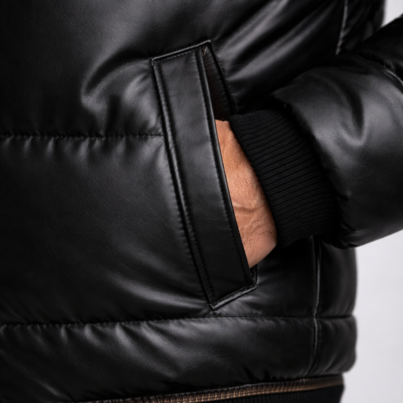 Puffer Jacket – Insulated Black Fur Collar – Regular Fit – Men's Winter Outerwear Australia
