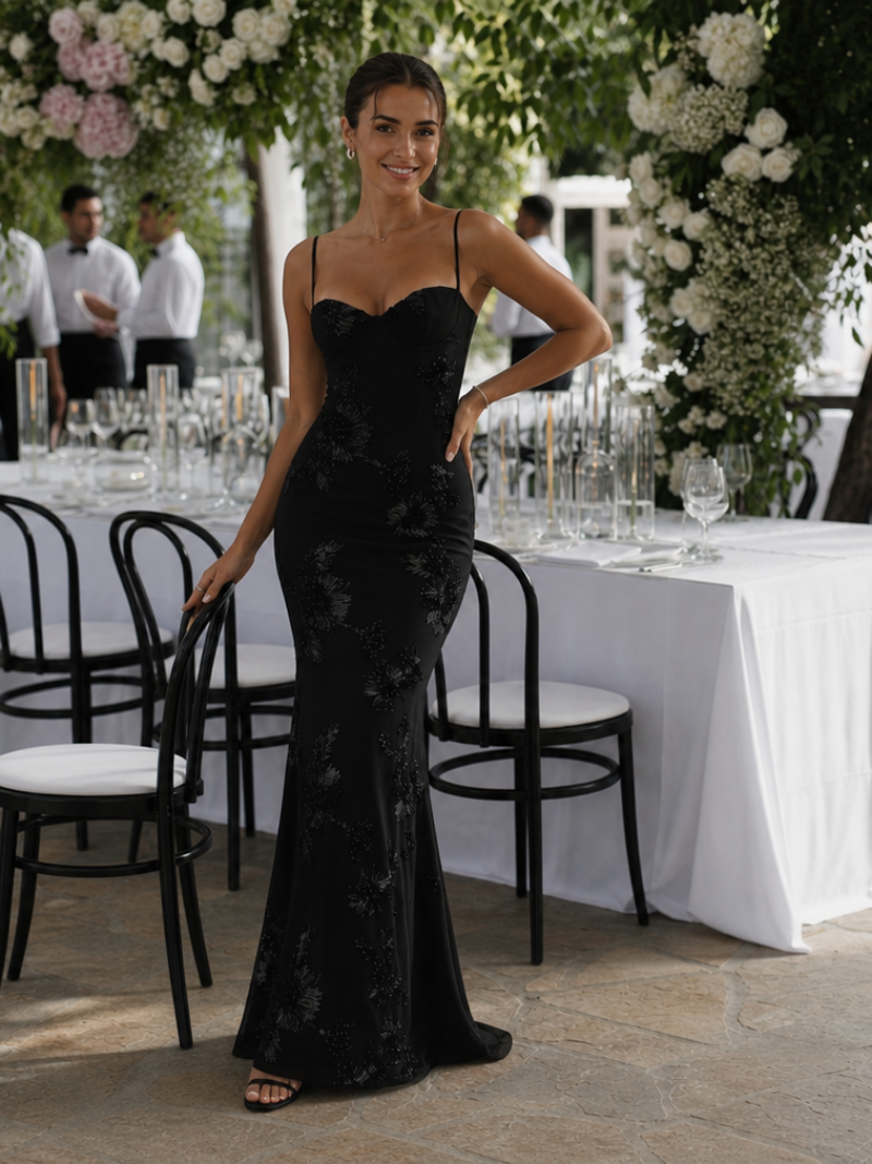 Francesca | Lace Corset Open-Back Maxi Dress