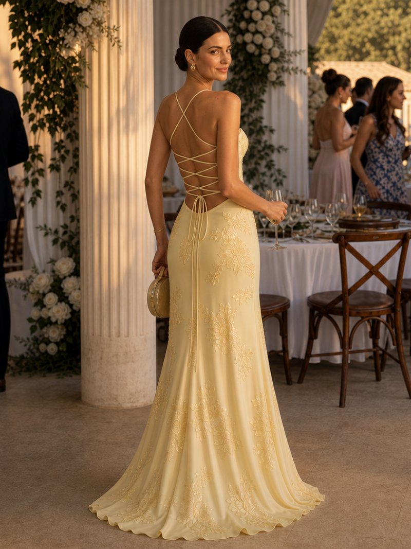 Francesca | Lace Corset Open-Back Maxi Dress