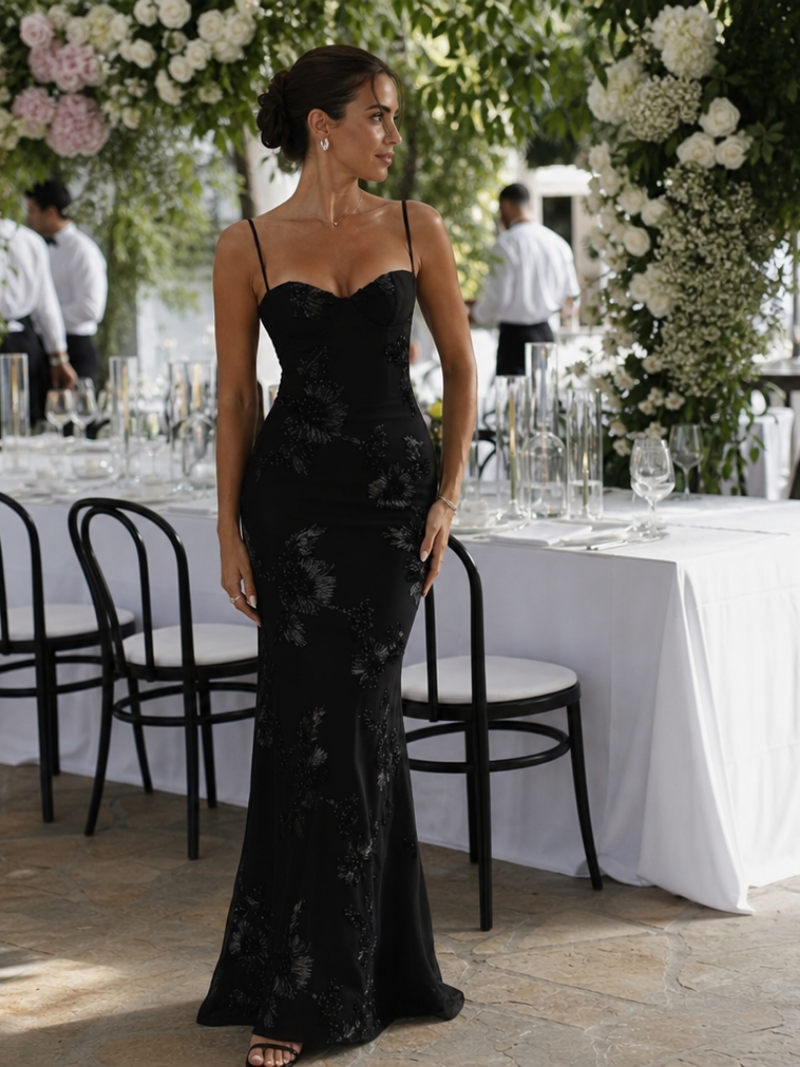 Francesca | Lace Corset Open-Back Maxi Dress