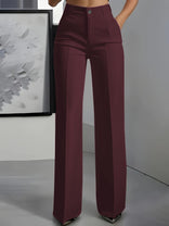 Women's Wide-Leg Pants – High-Rise Pleated Wrinkle-Resistant – Office Australia in Red