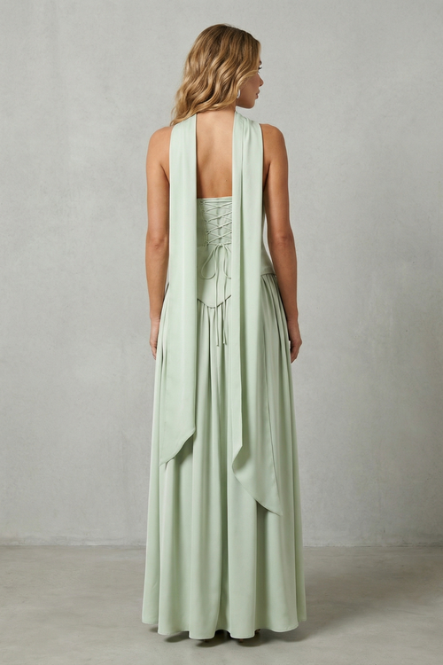 Marielle | Strapless Scarf-Neck High-Split Maxi Dress