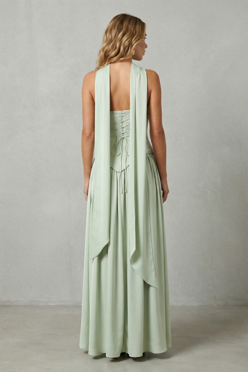 Marielle | Strapless Scarf-Neck High-Split Maxi Dress