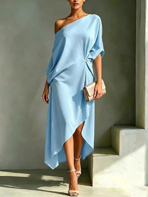 Alida | One-Shoulder Batwing High-Low Midi Dress