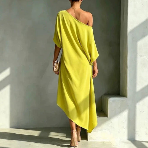 Alida | One-Shoulder Batwing High-Low Midi Dress