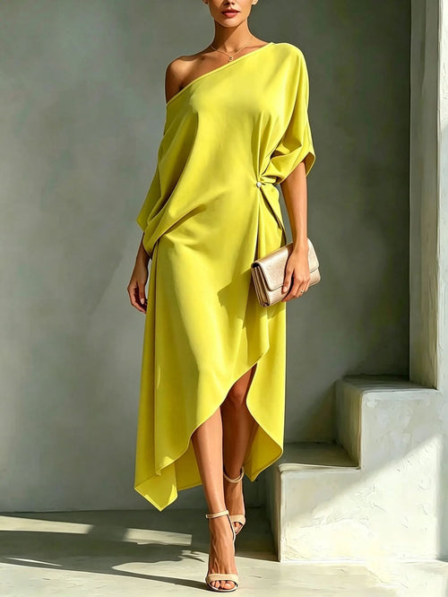 Alida | One-Shoulder Batwing High-Low Midi Dress