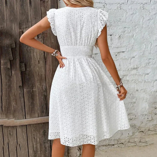 Jemima | Broderie Wrap V-Neck Midi Dress