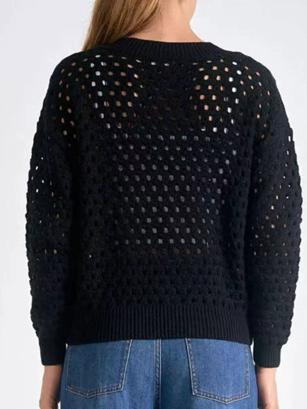 Elise | Chic Hole-Pattern Knit Zipper Cardigan