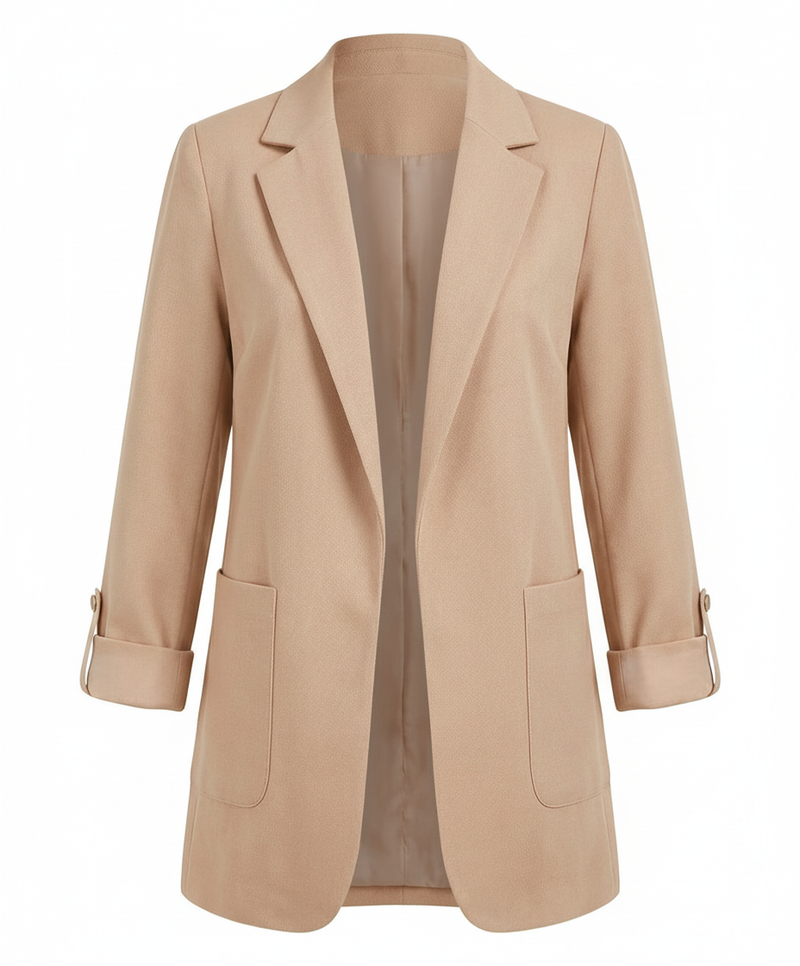 Women's Long Blazer – Open Front Longline – Relaxed Tailored Layering Australia