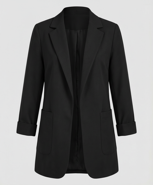Women's Long Blazer – Open Front Longline – Relaxed Tailored Layering Australia