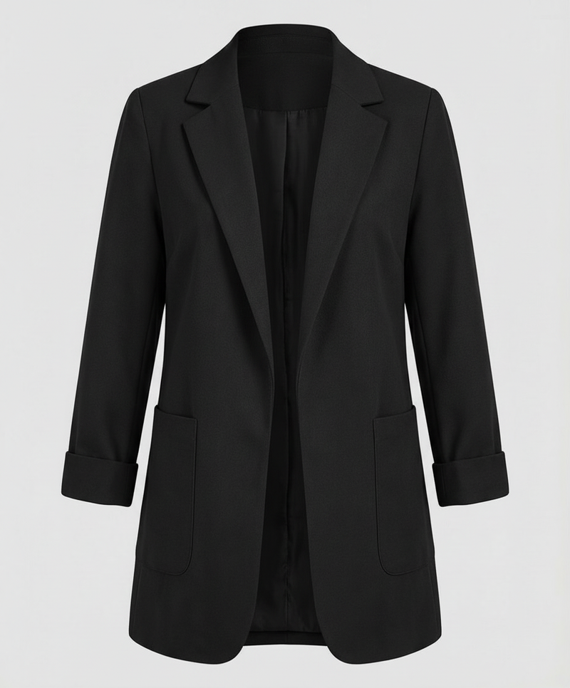 Women's Long Blazer – Open Front Longline – Relaxed Tailored Layering Australia