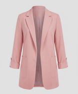 Women's Long Blazer – Open Front Longline – Relaxed Tailored Layering Australia in Pink