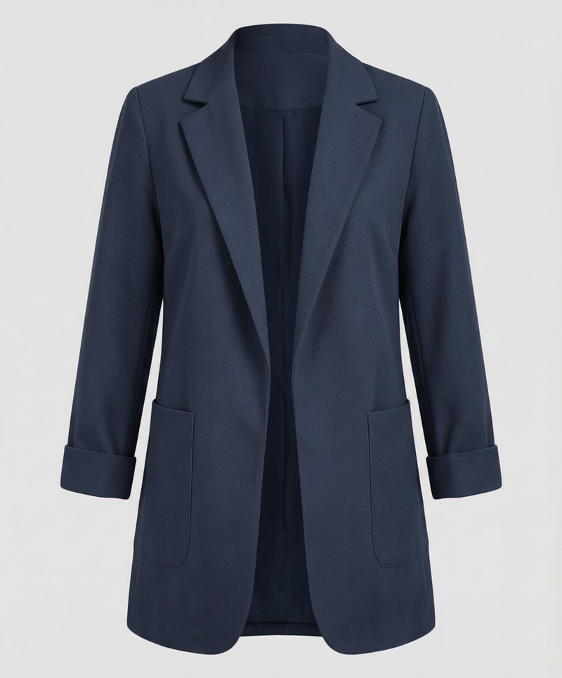 Women's Long Blazer – Open Front Longline – Relaxed Tailored Layering Australia