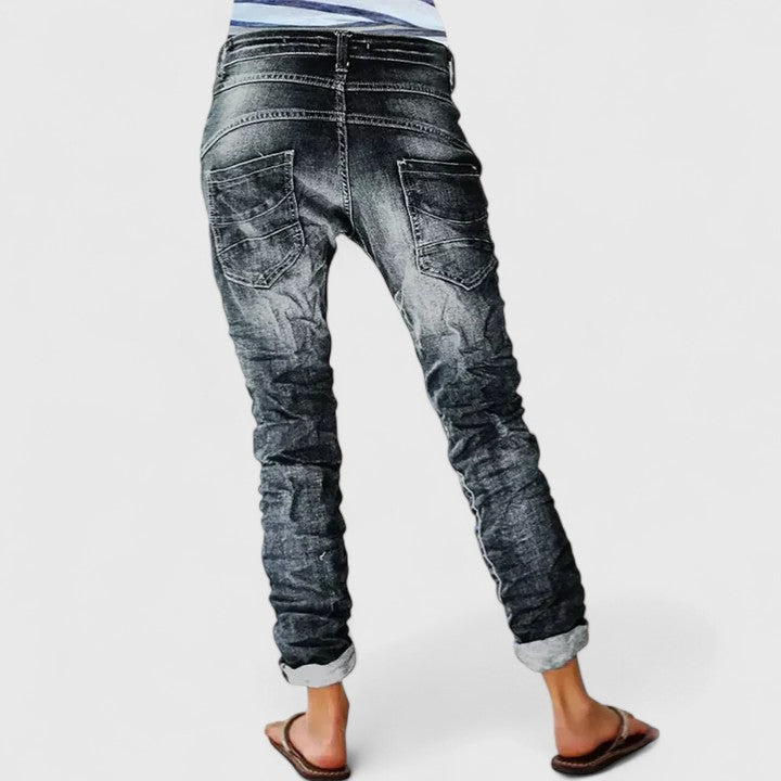 Women's Wide-Leg Jeans – Distressed Denim Mid-Rise – Casual Australia