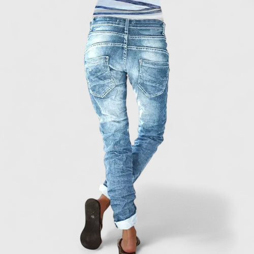 Women's Wide-Leg Jeans – Distressed Denim Mid-Rise – Casual Australia