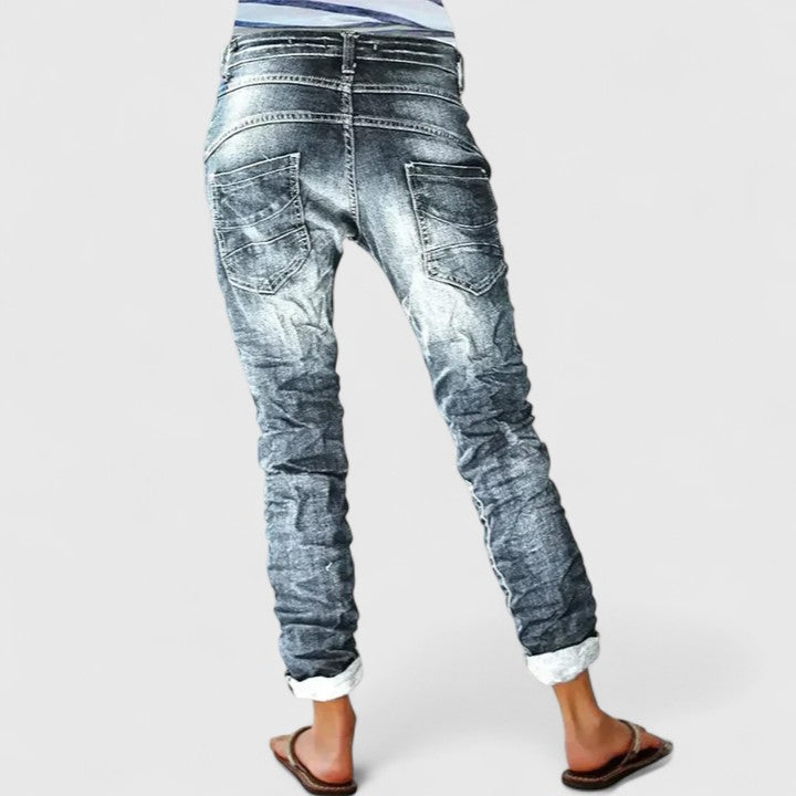 Women's Wide-Leg Jeans – Distressed Denim Mid-Rise – Casual Australia