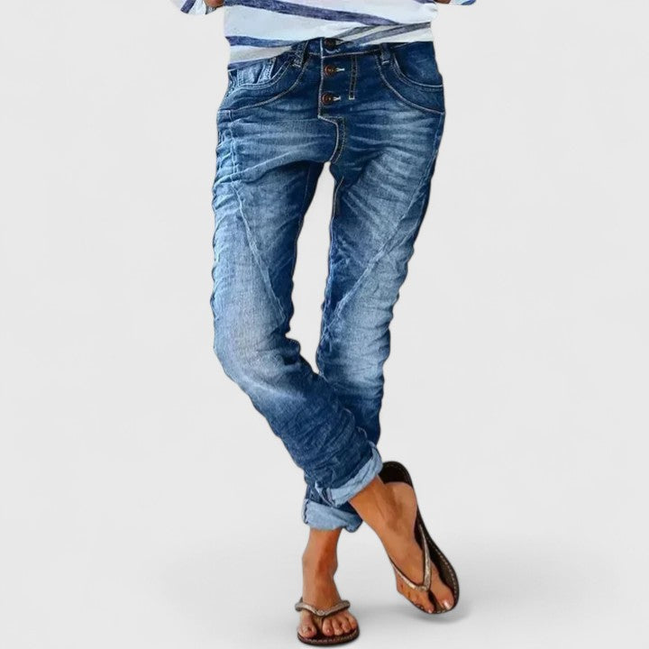 Women's Wide-Leg Jeans – Distressed Denim Mid-Rise – Casual Australia