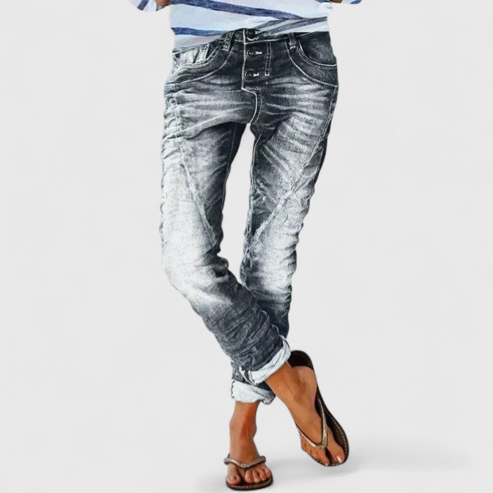 Women's Wide-Leg Jeans – Distressed Denim Mid-Rise – Casual Australia