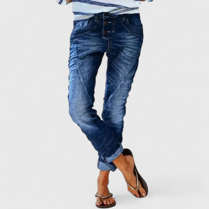 Women's Wide-Leg Jeans – Distressed Denim Mid-Rise – Casual Australia