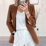 Women's Corduroy Blazer – Textured Tailored Fit – Autumn Winter Australia in Light Brown