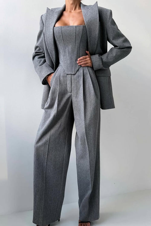 Women's Three-Piece Suit Set – Tailored Herringbone – Office Australia