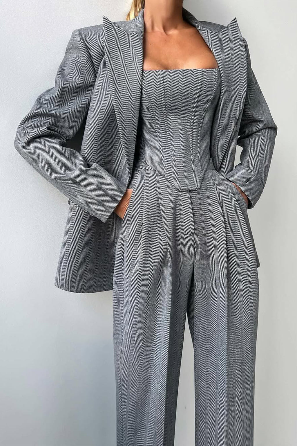 Virelle | Tailored Herringbone Women’s Three-Piece Suit Set