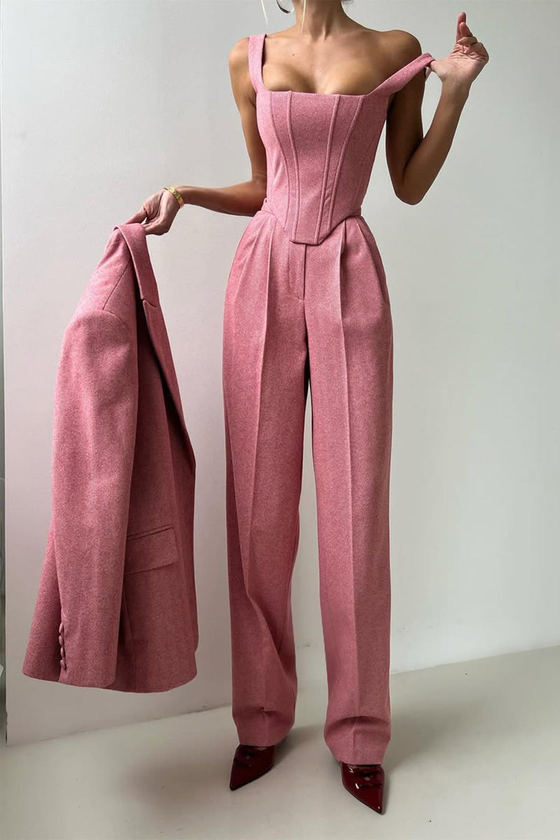Women's Three-Piece Suit Set – Tailored Herringbone – Office Australia