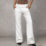 Women's Flared Trousers – High-Rise Soft Stretch – Office Evening Australia in White